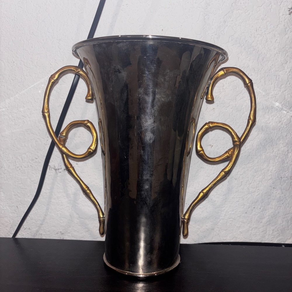 Evoca by L'Objet 24K Gold Bamboo Vase  10"H x7W